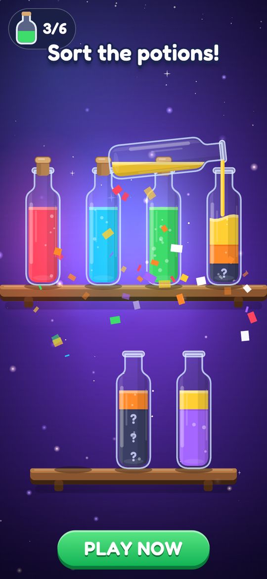 Pour Decisions: bir şişe diğerine sarı iksir döküyor